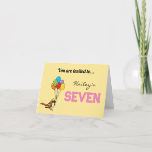 Invitation Bruant mignon avec ballons Anniversaire Personna