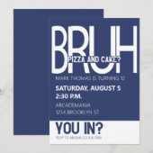 INVITATION BRUH ANNIVERSAIRE ADO BOY BLUE WHITE (Devant / Derrière)