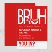 INVITATION BRUH ANNIVERSAIRE ADO GARY RED WHITE (Devant / Derrière)