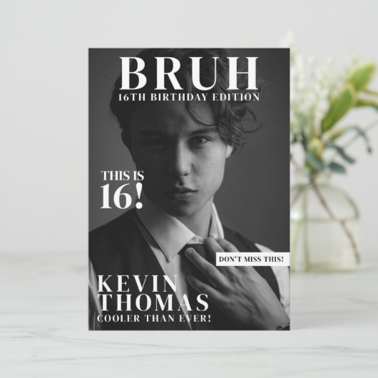 Invitation BRUH Anniversaire de fête Magazine Couverture Garç (Debout devant)