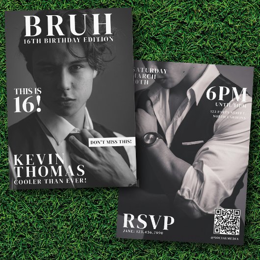 Invitation BRUH Anniversaire de fête Magazine Couverture Garç