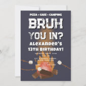 Invitation Bruh Boy Birthday Party Teenager Campfire Camping (Devant)