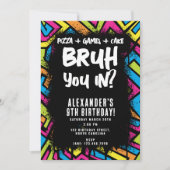 Invitation Bruh Boy Colorful Graffiti Street Art Birthday (Devant)