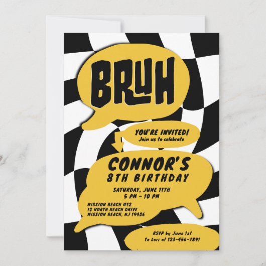 Invitation Bruh Boys Ado fête d'anniversaire (Devant)