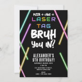 Invitation Bruh Boy's Birthday Neon Laser Tag (Devant)