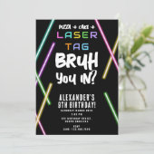Invitation Bruh Boy's Birthday Neon Laser Tag (Debout devant)