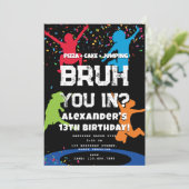 Invitation Bruh Boy's Birthday Party Teenager Jump Trampoline (Debout devant)
