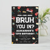 Invitation Bruh Boy's Birthday Party Teenager Music Band (Debout devant)