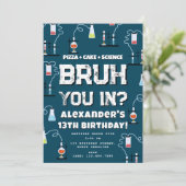 Invitation Bruh Boy's Birthday Party Teenager Science Theme (Debout devant)