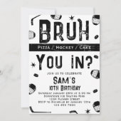 Invitation Bruh Boys Ice Hockey Anniversaire de enfant Party (Devant)