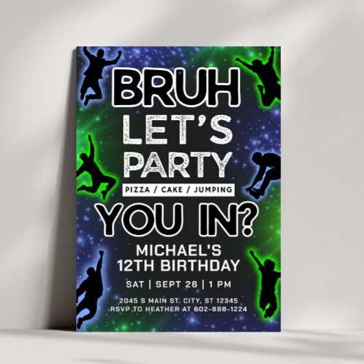 Invitation Bruh Jump Trampoline Park Glow Anniversaire Invita