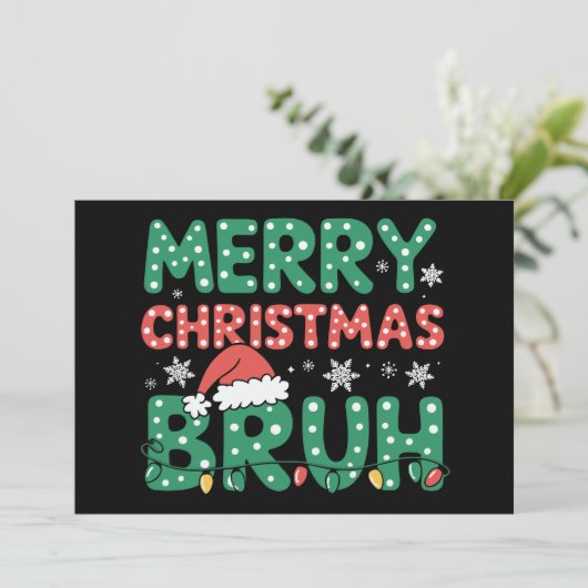Invitation Bruh Mème Drôle Dire Bro Salutation Noël (Debout devant)