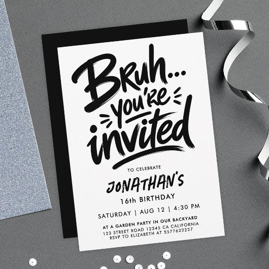 Invitation Bruh Moderne Typographie Cool Graffiti Script 16èm