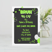 Invitation Bruh No Cap, Black & Green Birthday (Debout devant)