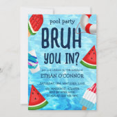 Invitation Bruh Pool Party Boy Anniversaire (Devant)