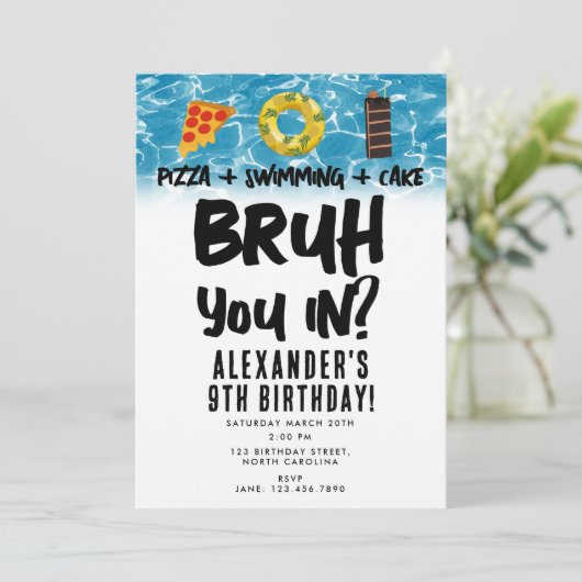 Invitation Bruh, Tu Es Dans ? Enfant Adolescent Piscine d'ann (Debout devant)