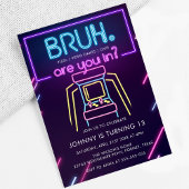 Invitation Bruh, Tu Es Dans ? Neon Arcade Jeux Vidéo Garçon A
