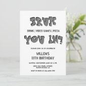 Invitation BRUH, tu es là ? Ado de texte double enfant annive (Debout devant)