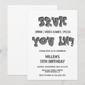 Invitation BRUH, tu es là ? Ado de texte double enfant annive (Devant / Derrière)