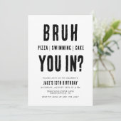 Invitation BRUH, tu es là ? Enfant Nage Anniversaire (Debout devant)