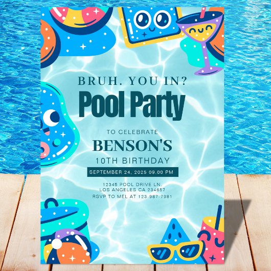 Invitation BRUH, tu es là ? Enfant Nage Anniversaire