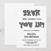 Invitation BRUH, tu es là ? Piscine Fête Garçon Anniversaire (Devant / Derrière)