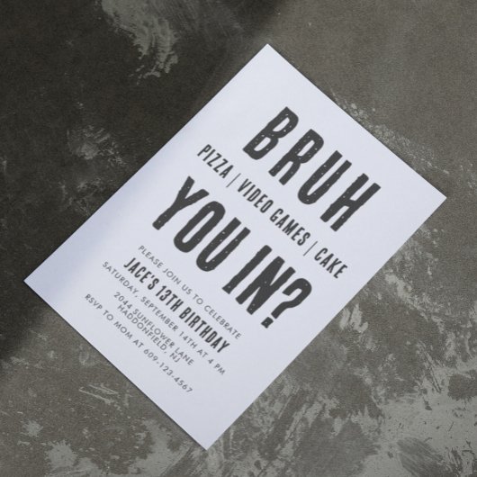 Invitation BRUH, tu es là ? Vidéos d'anniversaire de garçon A