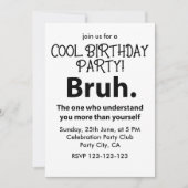 Invitation Bruh Typographie Anniversaire Garçon Adolescent Br (Devant)