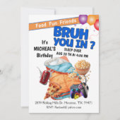 Invitation Bruh You In? Sleep Over Boy Birthday Party (Devant)