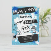 Invitation Bruh You In Vidéo Jeu Ado garçon Anniversaire (Debout devant)