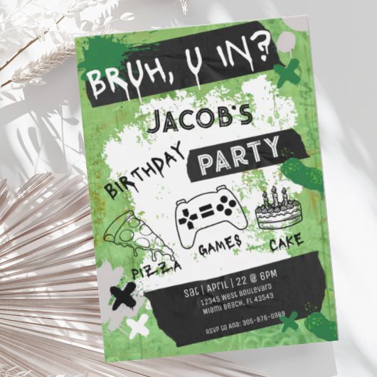 Invitation Bruh You In Vidéo Jeu Ado garçon Anniversaire
