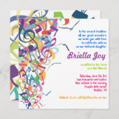 Invitation BRUITS de l'invitation de Mitzvah de barre de (Devant / Derrière)