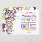 Invitation BRUITS de l'invitation de Mitzvah de barre de (Devant / Derrière)