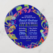 Invitation BRUITS de l'invitation de Mitzvah de barre de (Devant / Derrière)