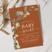 Invitation Brûlé Orange Bébé Sprinkle Douche Eucalyptus