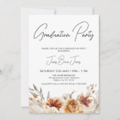 Invitation Brûlé Orange Boho Floral Graduation Party (Devant)