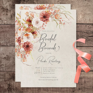 Invitation Brûlé Orange & Crème Boho Floral Bridal Brunch