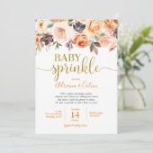 Invitation Brûlé Orange Floral Baby Sprinkle Shower Invitatia (Debout devant)