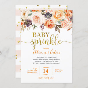 Invitation Brûlé Orange Floral Baby Sprinkle Shower Invitatia