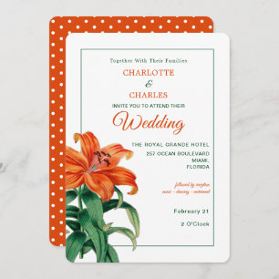 Invitation Brûlé Orange Lily Mariage floral élégant