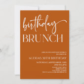 Invitation Brûlé Orange Minimal Anniversaire Brunch (Devant)