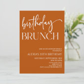 Invitation Brûlé Orange Minimal Anniversaire Brunch (Debout devant)