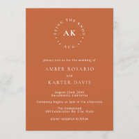 Brûlé Orange Minimal Attache Le Monogramme Du Knot