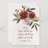 Invitation Brûlé Orange rose Rustique Floral Mariage chrétien (Dos)