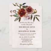 Invitation Brûlé orange rose simple Floral Mariage chrétien (Devant / Derrière)