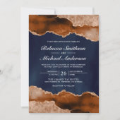 Invitation Brûlé Orange Terracotta Agate Marbre Mariage de ma (Devant)