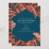 Invitation Brûlé Sienne et Turquoise Palm Feuille Mariage (Devant / Derrière)