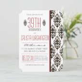 Invitation Brûlé Vintage Damask 39e fête d'anniversaire (Debout devant)