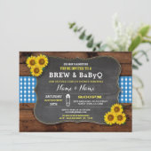 Invitation Brûler et Baby shower BABYQ Bleu Tournesol (Debout devant)