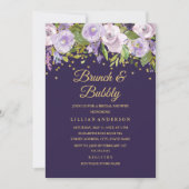 Invitation Brûler Floral Purple Or Brunch Et Bubbly (Devant)